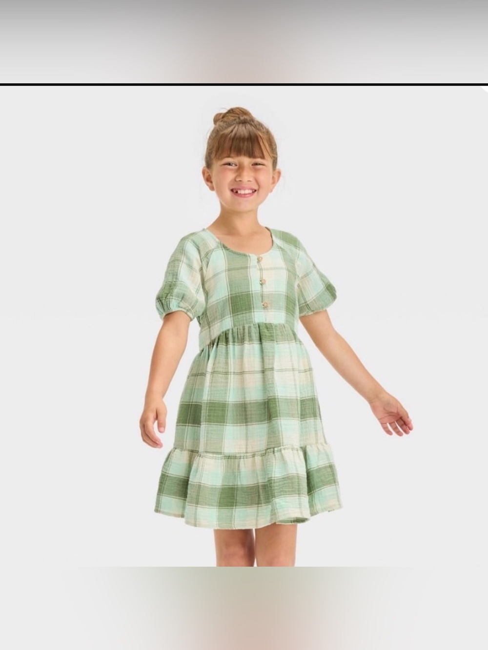 Cat & jack 10/12 green plaid dress